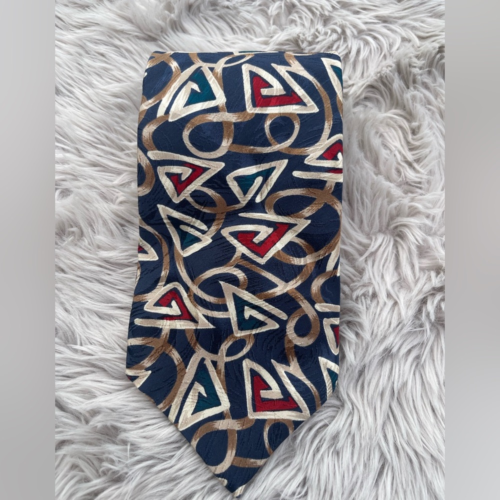 Zianetti Men's Tie Multicolor Geometric 100% Italian Silk
